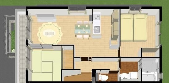 鳥観図 203号室 専有面積:60.56㎡ 2LDK